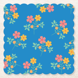 Blaue Daisy Vintage Blumenstrauß Muster Untersetzer