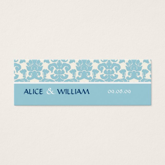 BLAUE DAMASK WEDD FAVOR TAG (Vorderseite)