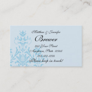 Blaue Damast-Braut-u. Telefonnummerkarte