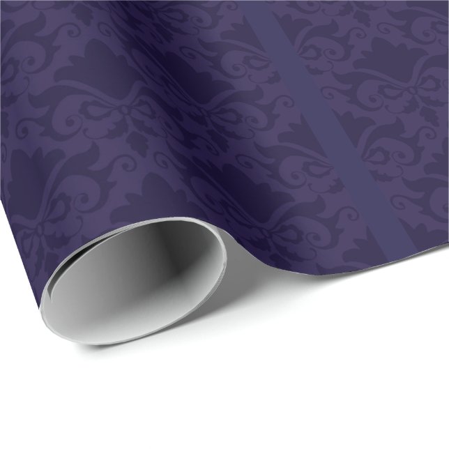 Blaue Damast-Schleifen Geschenkpapier (Rolleneckpunkt)