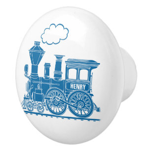 Blaue Dampflokomotive individuelle Kunst-Türklinke Keramikknauf