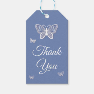 Blaue Dankeschön Schmetterling Kornblume Hochzeits Geschenkanhänger