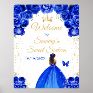 Blaue Dark Skin Prinzessin Sweet Sixteen Willkomme Poster