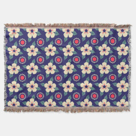 Blaue Decke mit Creme-Blume