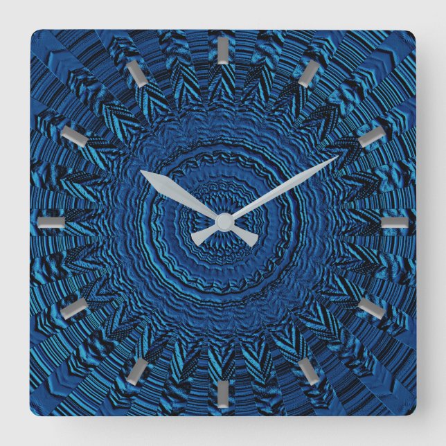 Blaue Decorationsmauer Quadratische Wanduhr (Vorderseite)