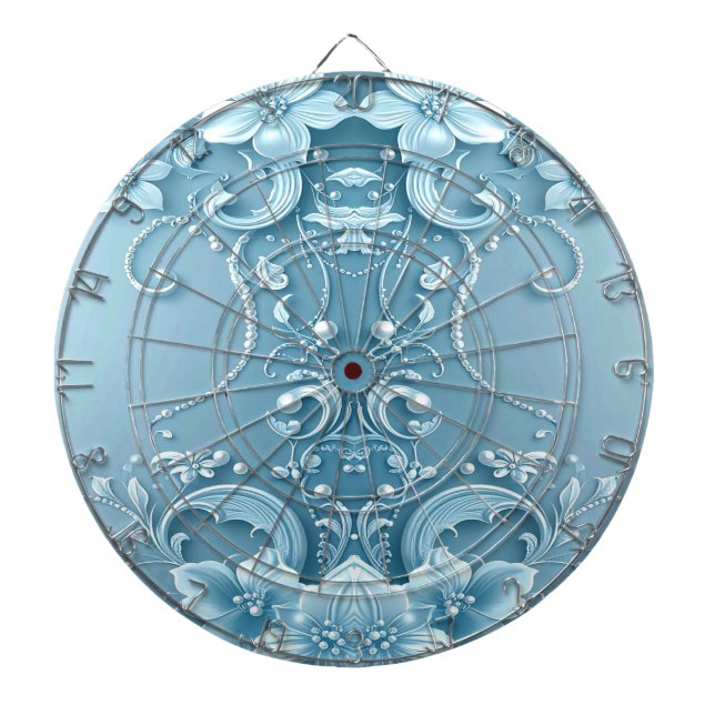 Blaue dekorative Blumen Dartboard Dartscheibe (vorne)