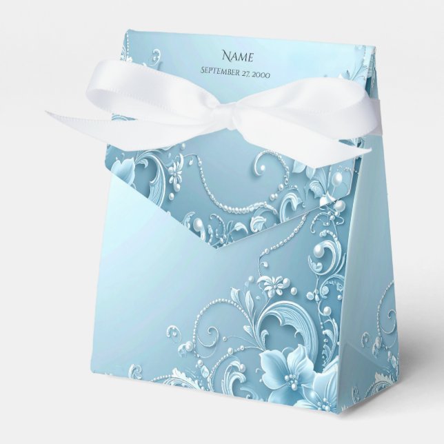 Blaue dekorative Blumen-Geschenkbox Geschenkschachtel (Vorderseite)