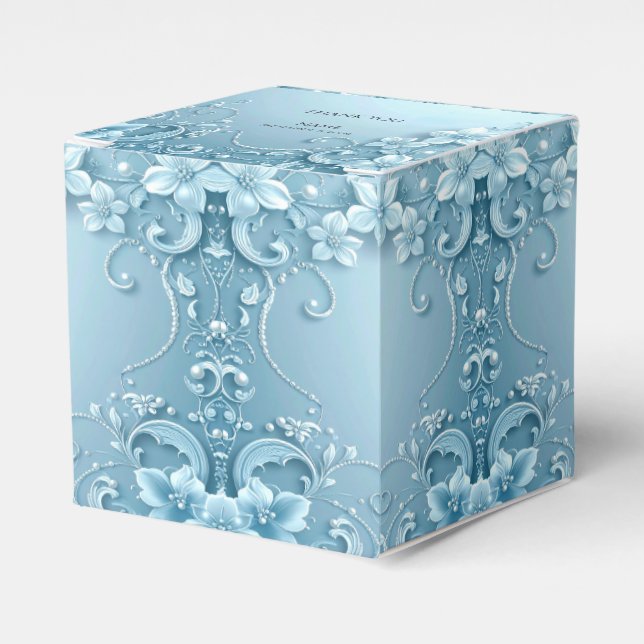Blaue dekorative Blumen-Geschenkbox Geschenkschachtel (Vorderseite)