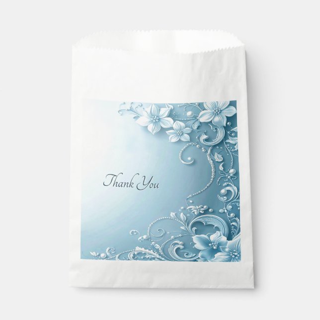 Blaue dekorative Blumen-Geschenktüte Geschenktütchen (Vorderseite)