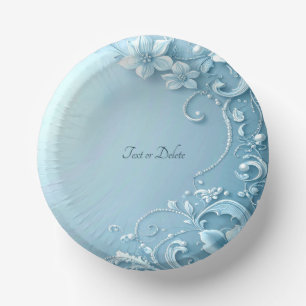 Blaue Dekorative Blumen Pappteller