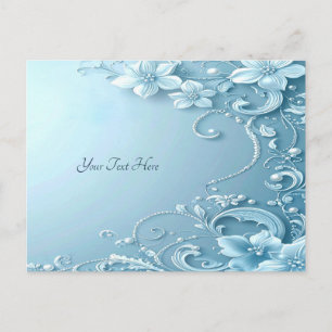 Blaue dekorative Blumenpostkarte Postkarte