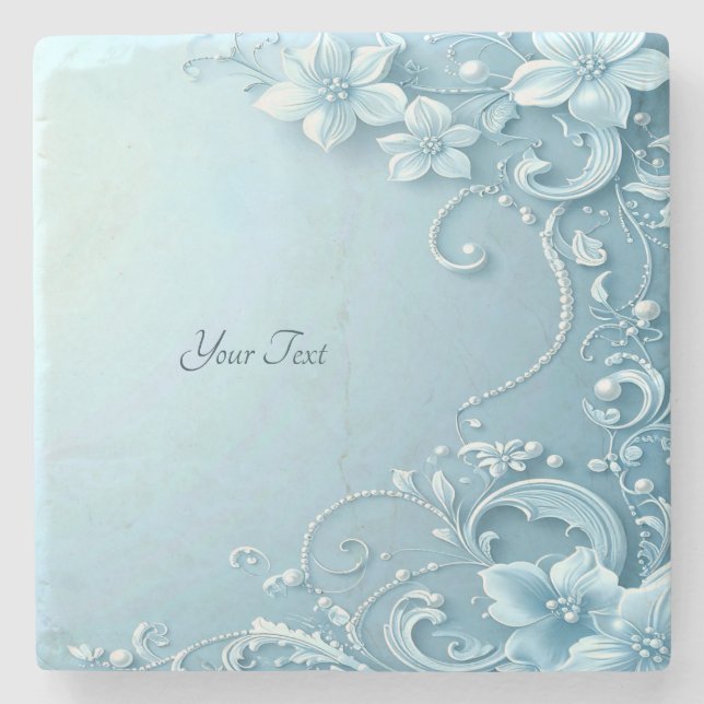 Blaue dekorative Blumenstein-Unterlage Steinuntersetzer (Vorderseite)