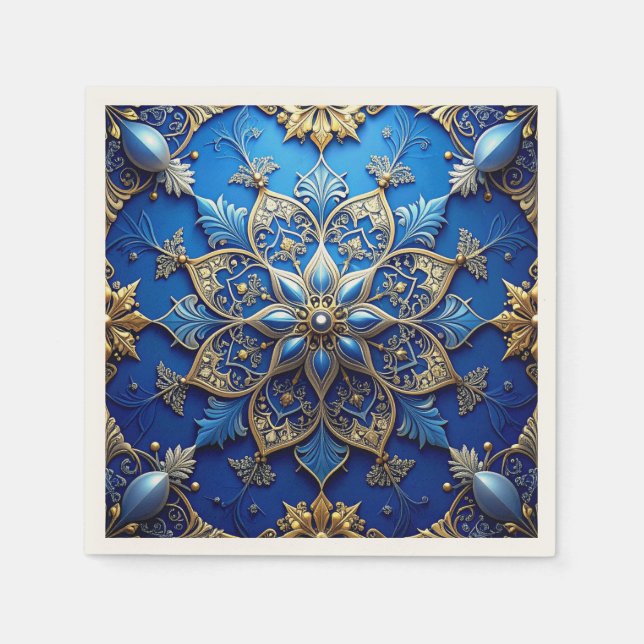 Blaue Dekorative Feiertagsserviette Serviette (Vorderseite)