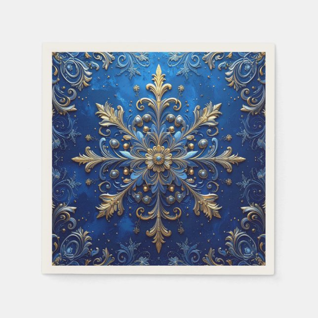 Blaue Dekorative Feiertagsserviette Serviette (Vorderseite)