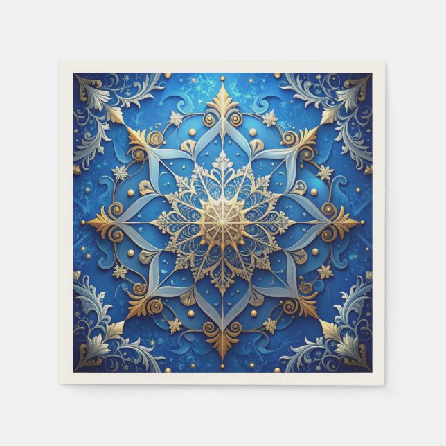 Blaue Dekorative Feiertagsserviette Serviette (Vorderseite)