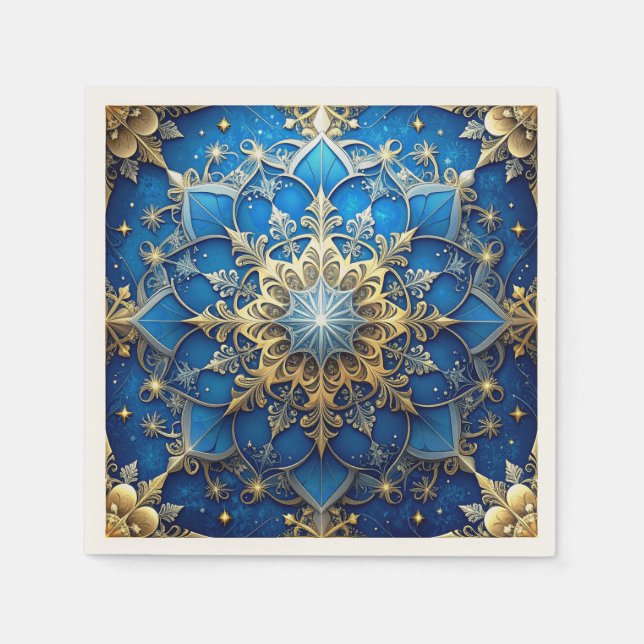 Blaue Dekorative Feiertagsserviette Serviette (Vorderseite)