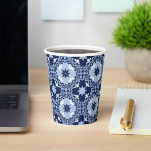 Blaue dekorative Fliesen mit marokkanischer Geomet Pappbecher