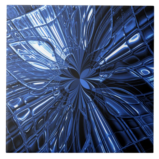 Blaue dekorative Keramik Tile Fliese (Vorderseite)