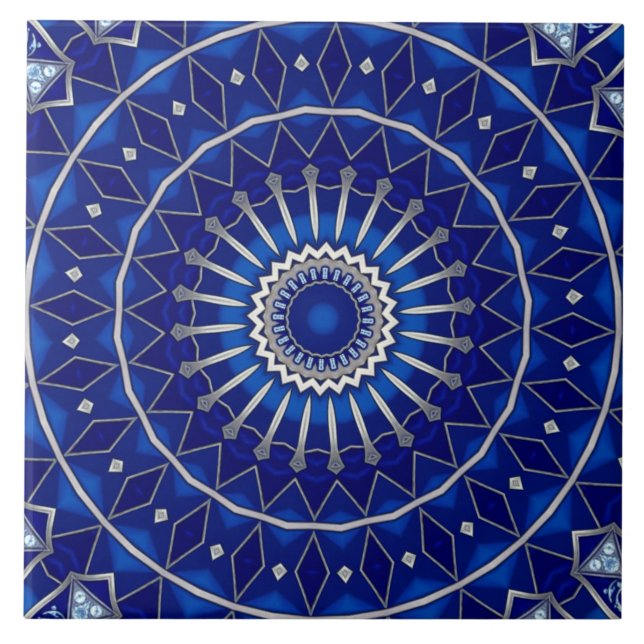 Blaue dekorative Keramikfliese (Vorderseite)