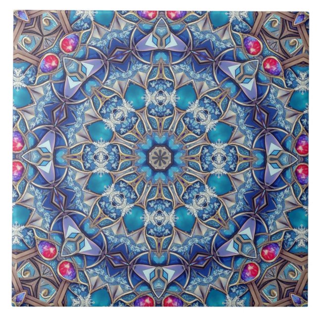 Blaue dekorative Keramikfliese (Vorderseite)