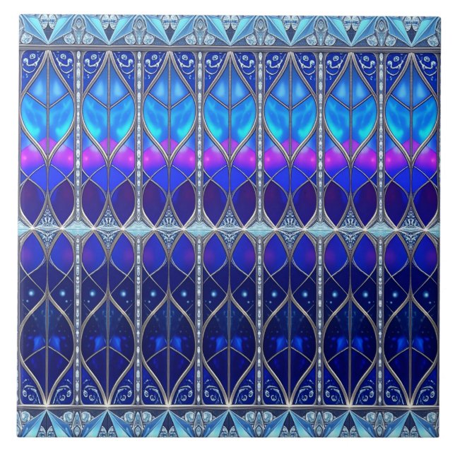 Blaue dekorative Keramikfliese (Vorderseite)