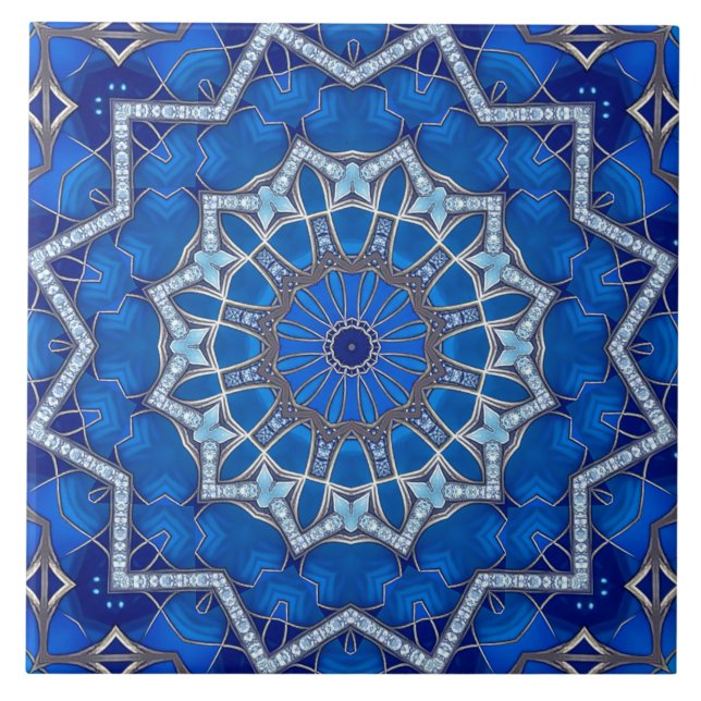 Blaue dekorative Keramikfliese (Vorderseite)
