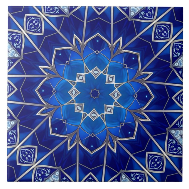 Blaue dekorative Keramikfliese (Vorderseite)