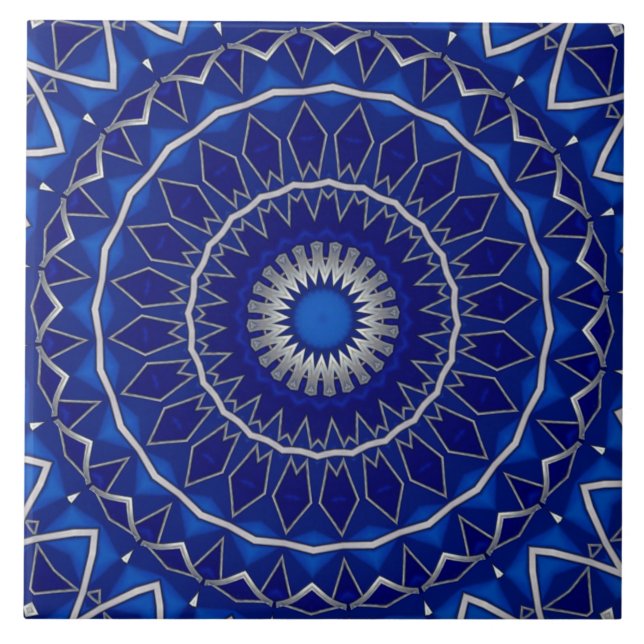 Blaue dekorative Keramikfliese (Vorderseite)