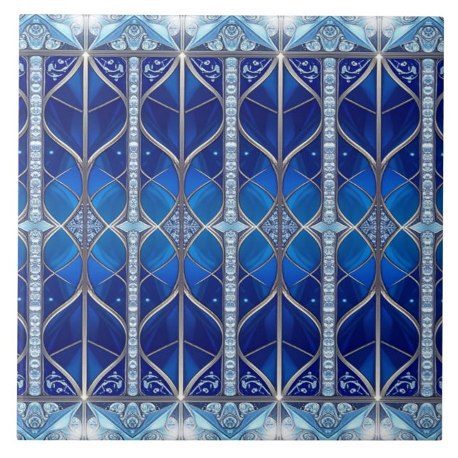Blaue dekorative Keramikfliese (Vorderseite)