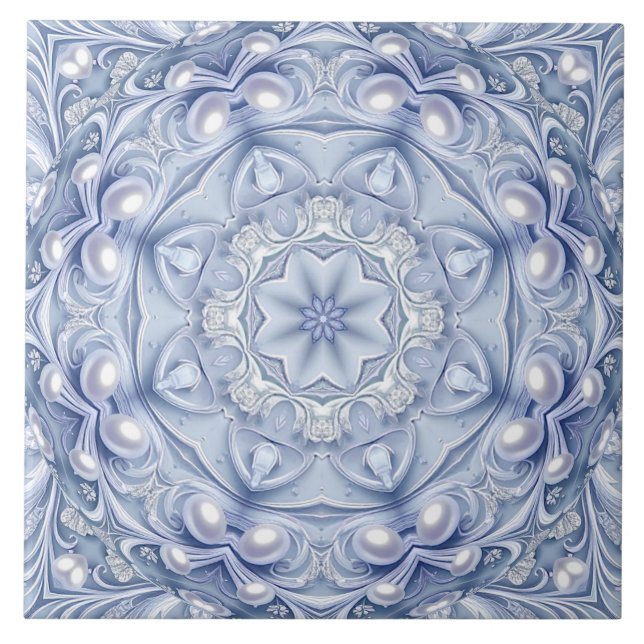 Blaue dekorative Keramikfliese (Vorderseite)
