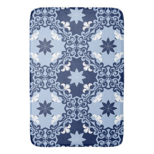 Blaue dekorative marokkanische geometrische Fliese Badematte