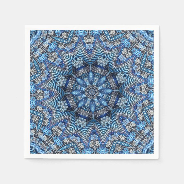 Blaue Dekorative Weihnachts-Feiertagsserviette Serviette (Vorderseite)