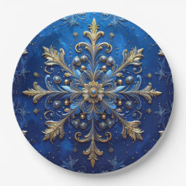 Blaue Dekorative Weihnachtsfeiertags-Papierplatte Pappteller