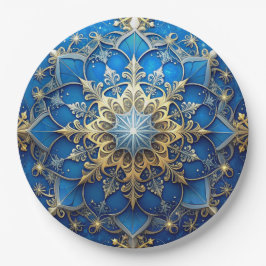 Blaue Dekorative Weihnachtsfeiertags-Papierplatte Pappteller