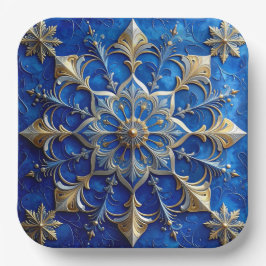 Blaue Dekorative Weihnachtsfeiertags-Papierplatte Pappteller