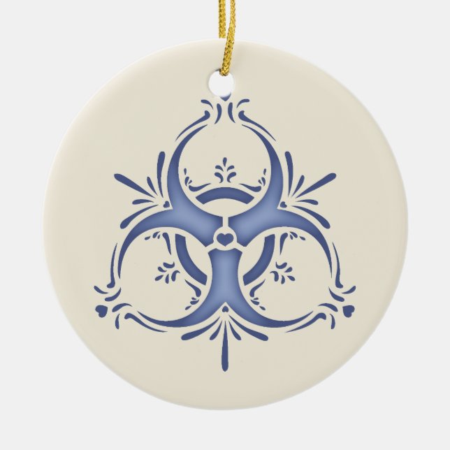 Blaue Delft-Biogefährdung Keramik Ornament (Vorne)