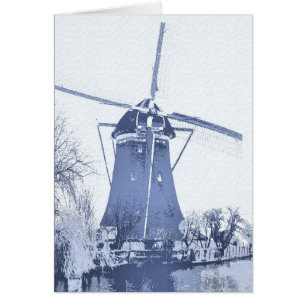 Blaue Delft-Holländer-Windmühle