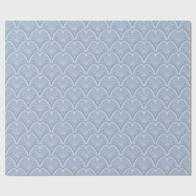 Blaue delikate Muscheln Geschenkpapier (Flach)