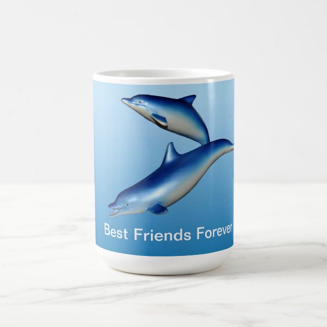 Blaue Delphin-beste Freunde für immer Kaffeetasse (Mittel)