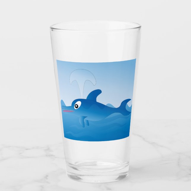 Blaue Delphin Glas (Vorderseite)