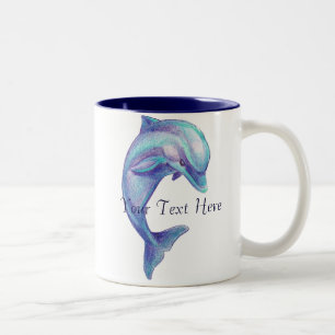 Blaue Delphin-Tasse Zweifarbige Tasse