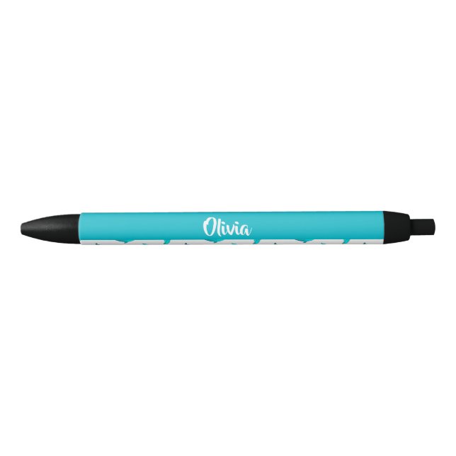 Blaue Delphine auf Weiß Kugelschreiber (Vorderseite)