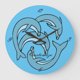 Blaue Delphine, die Thunder_Cove umkreisen Große Wanduhr