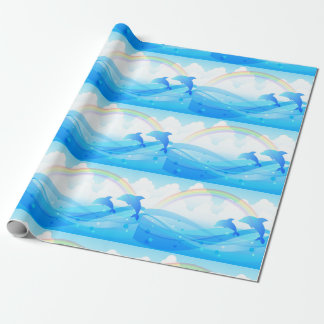 Blaue Delphine springen Geschenkpapier