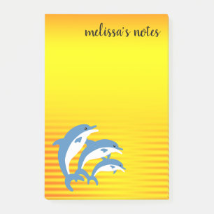 Blaue Delphine tanzen in der tropischen Sonne Post-it Klebezettel