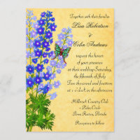Blaue Delphinium-Blumen, die Einladungs-Gold