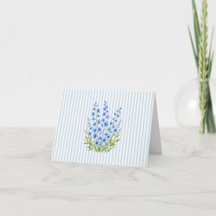 Blaue Delphinium-Blumenmalerei Blaue Streifen Dankeskarte