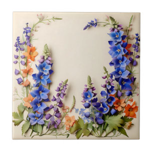 Blaue Delphinium-Blüte Fliese