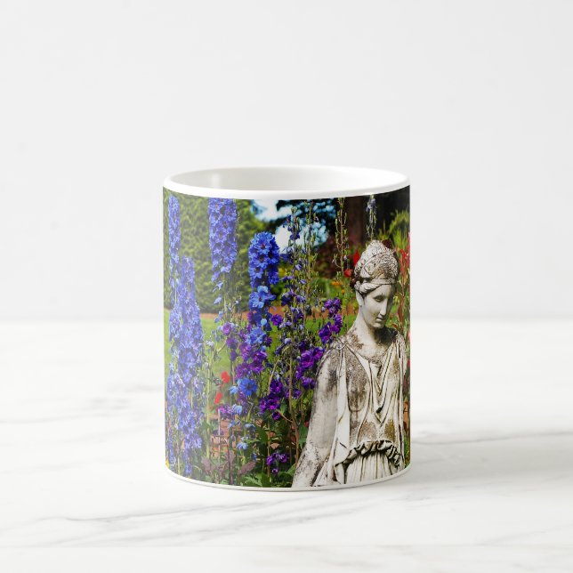 Blaue Delphinium-Gartendruckkaffee Tasse (Mittel)