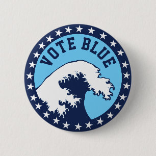 BLAUE Demokratische Blaue Welle Button